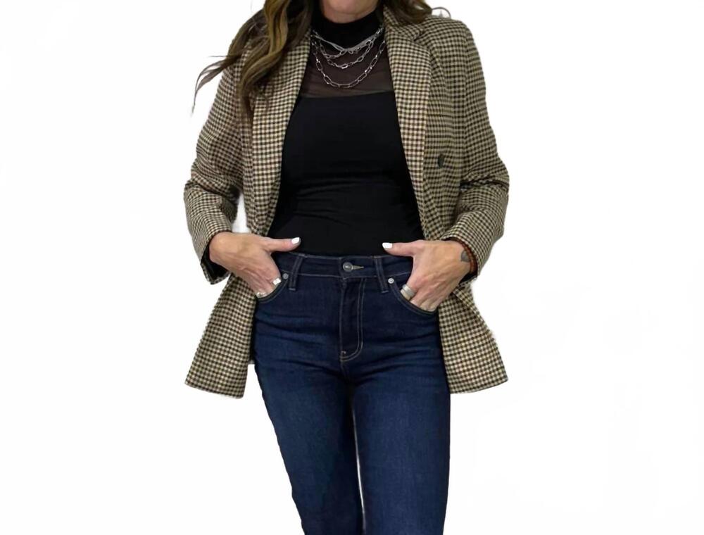 NEW HIDDENBRAND the checked structured gingham blazer in khaki